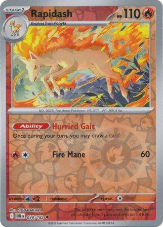 Pokemon Trading Card Game - Rapidash - 030/182 - Reverse Holo - Destined Rivals