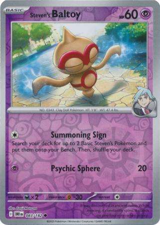 Pokemon Trading Card Game - Steven's Baltoy - 083/182 - Reverse Holo - Destined Rivals
