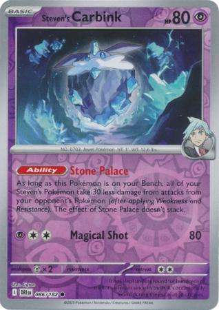 Pokemon Trading Card Game - Steven's Carbink - 086/182 - Reverse Holo - Destined Rivals