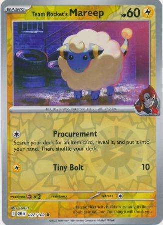 Pokemon Trading Card Game - Team Rocket's Mareep - 072/182 - Reverse Holo - Destined Rivals