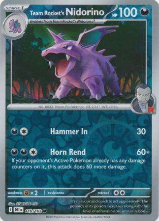 Pokemon Trading Card Game - Team Rocket's Nidorino - 118/182 - Reverse Holo - Destined Rivals