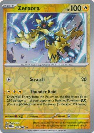 Pokemon Trading Card Game - Zeraora - 078/182 - Reverse Holo - Destined Rivals