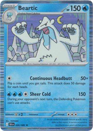Pokemon Trading Card Game - Beartic - 026/086 - Holo Rare - Black Bolt