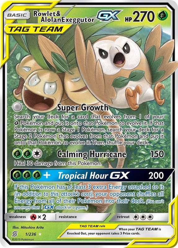 Pokemon Trading Card Game - Rowlet & Alolan Exeggutor GX - SM - Unified Minds (SM11)