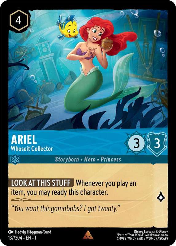 Disney Lorcana Trading Card Game - Rare - Ariel - Whoseit Collector - The First Chapter (1)