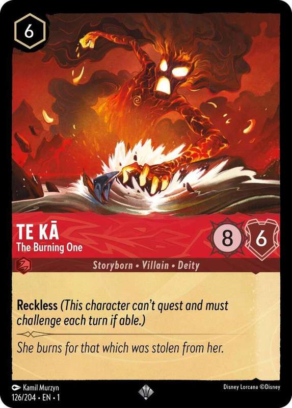 Disney Lorcana Trading Card Game - Super Rare - Te Ka - The Burning One - The First Chapter