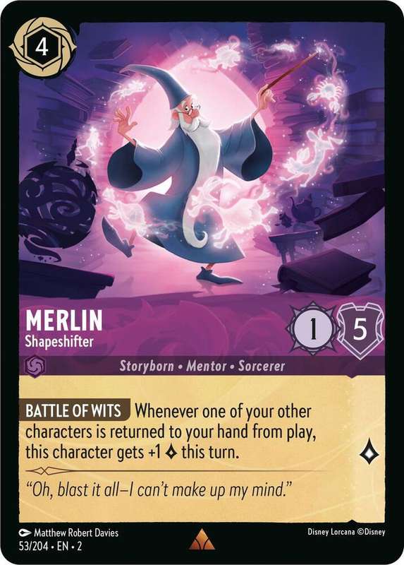 Disney Lorcana Trading Card Game - Merlin - Shapeshifter - Rise of the Floodborn (2) rare