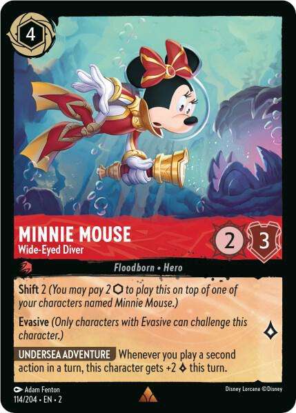 Disney Lorcana Trading Card Game - Minnie Mouse - Wide-Eyed Diver - Rise of the Floodborn (2)