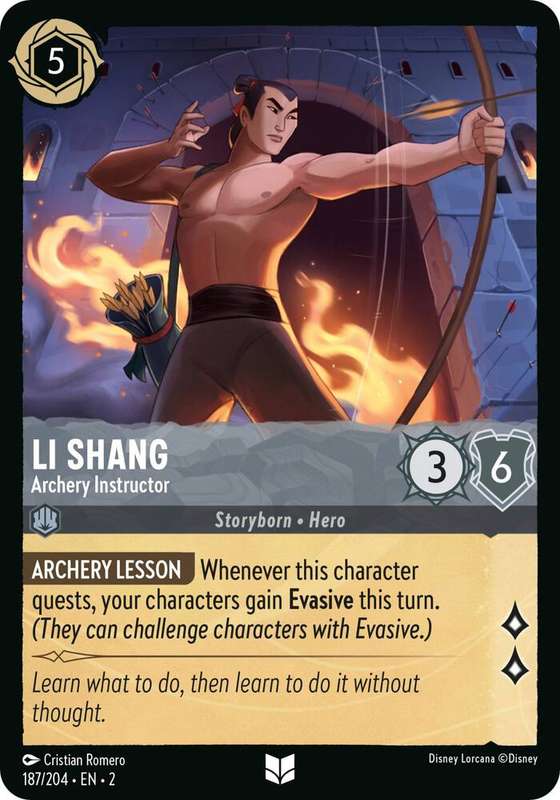 Disney Lorcana Trading Card Game - Li Shang - Archery Instructor - Rise of the Floodborn (2)