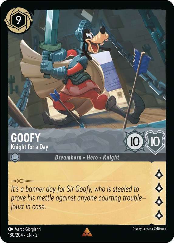 Disney Lorcana Trading Card Game - Rare - Goofy - Knight for a Day - Rise of the Floodborn (2)