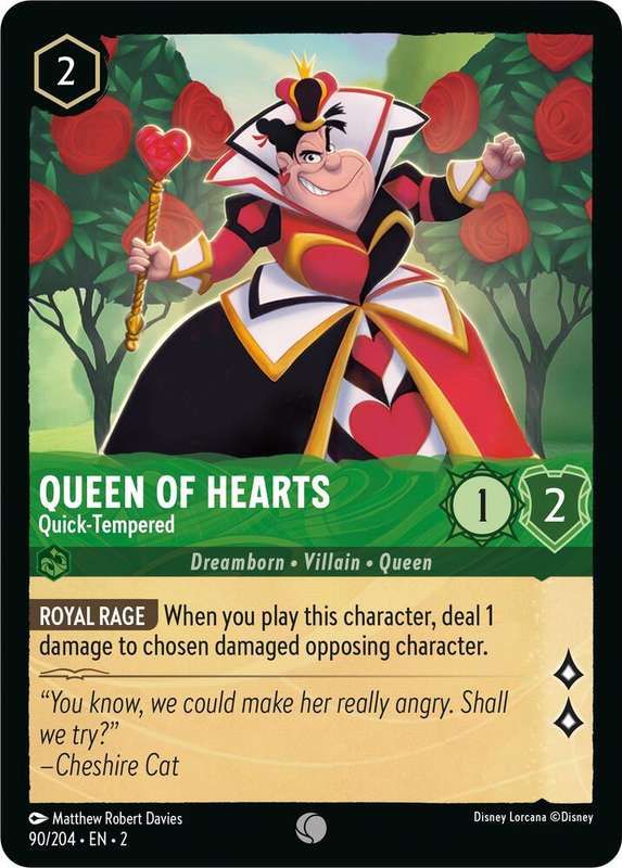 Disney Lorcana Trading Card Game - Queen of Hearts - Quick-Tempered - Rise of the Floodborn (2)