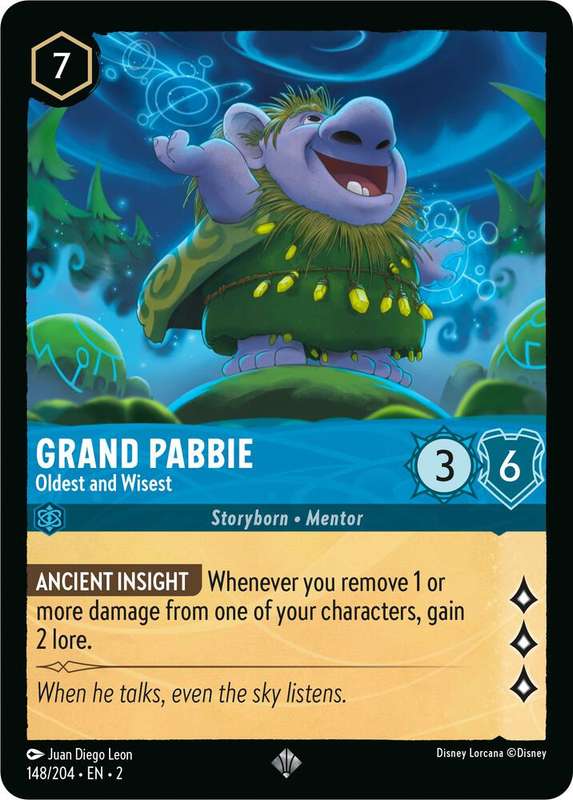 Disney Lorcana Trading Card Game - Super Rare - Grand Pabbie - Oldest and Wisest