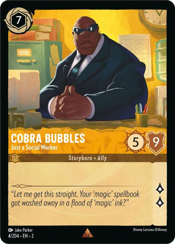 Disney Lorcana Trading Card Game - Rare - Cobra Bubbles - Just a Social Worker - Rise of the Floodbo