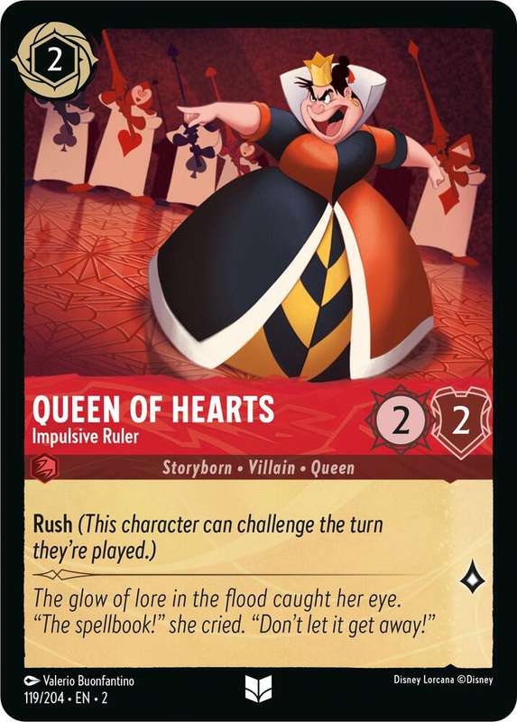 Disney Lorcana Trading Card Game - Queen of Hearts - Impulsive Ruler - Rise of the Floodborn (2)