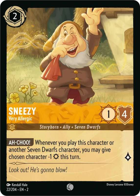 Disney Lorcana Trading Card Game - Sneezy - Very Allergic - Rise of the Floodborn (2)