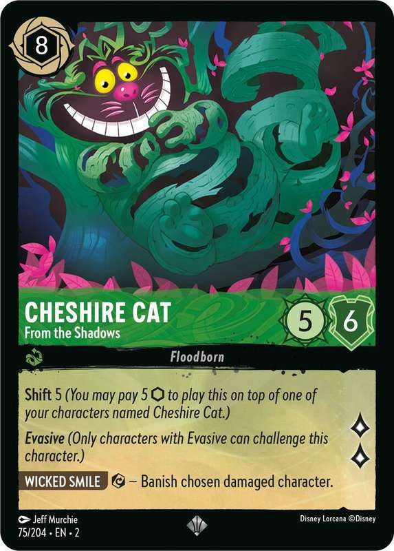 Disney Lorcana Trading Card Game - Super Rare - Cheshire Cat - From the Shadows - Rise of the Floodb