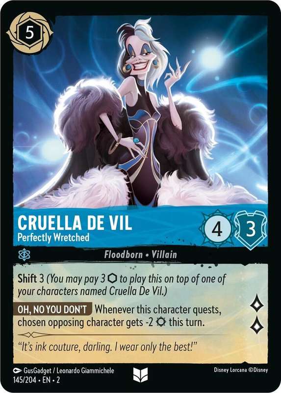 Disney Lorcana Trading Card Game - Cruella De Vil - Perfectly Wretched - Rise of the Floodborn (2)
