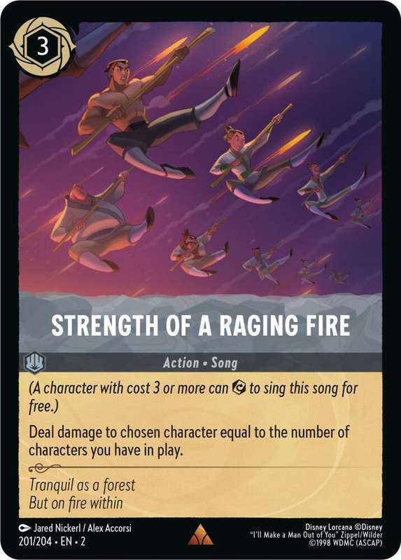 Disney Lorcana Trading Card Game - Rare - Strength of a Raging Fire - Rise of the Floodborn (2)