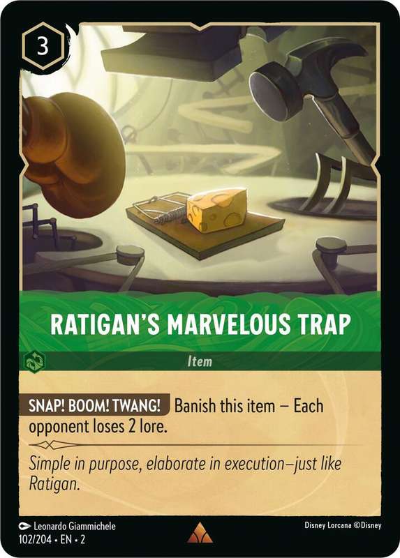 Disney Lorcana Trading Card Game - Rare - Ratigan's Marvelous Trap - Rise of the Floodborn