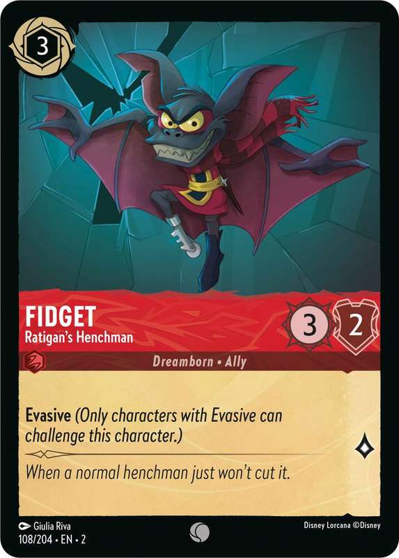 Disney Lorcana Trading Card Game - Fidget - Ratigan's Henchman - Rise of the Floodborn (2)