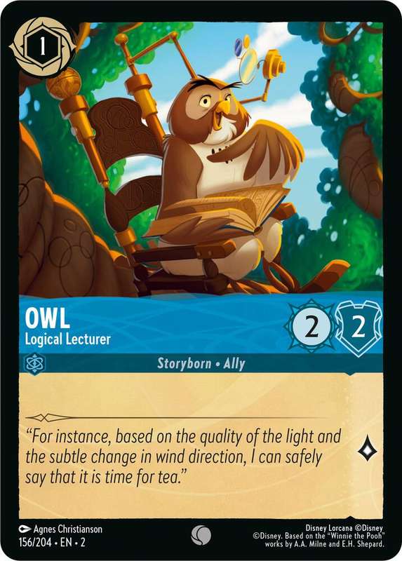 Disney Lorcana Trading Card Game -  Owl - Logical Lecturer - Rise of the Floodborn (2)