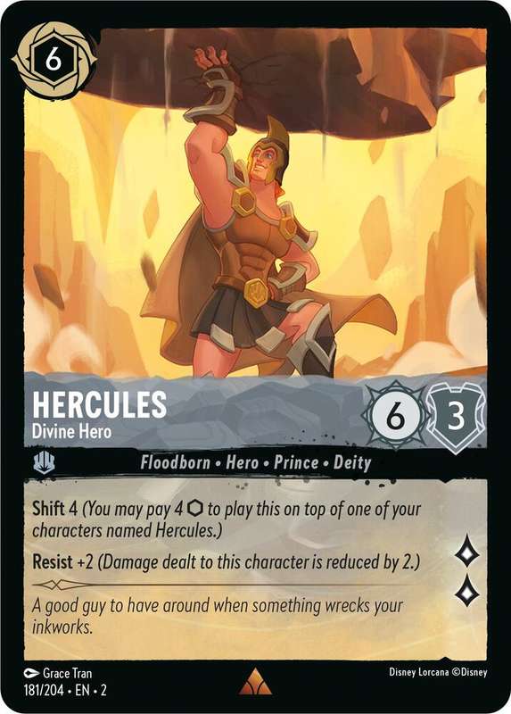 Disney Lorcana Trading Card Game - rare - Hercules - Divine Hero - Rise of the Floodborn (2)