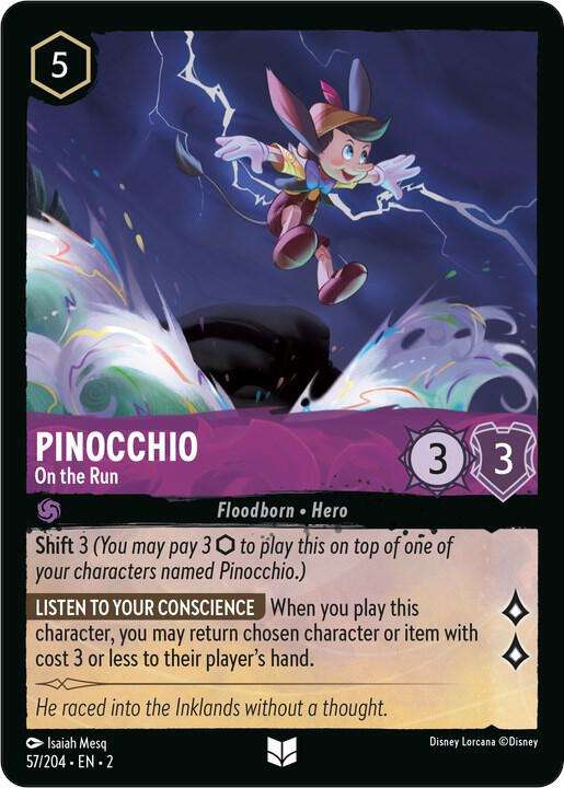 Disney Lorcana Trading Card Game - Pinocchio - On the Run - Rise of the Floodborn (2)