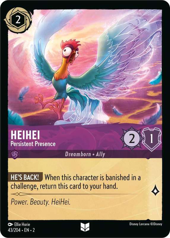 Disney Lorcana Trading Card Game - HeiHei - Persistent Presence - Rise of the Floodborn (2)