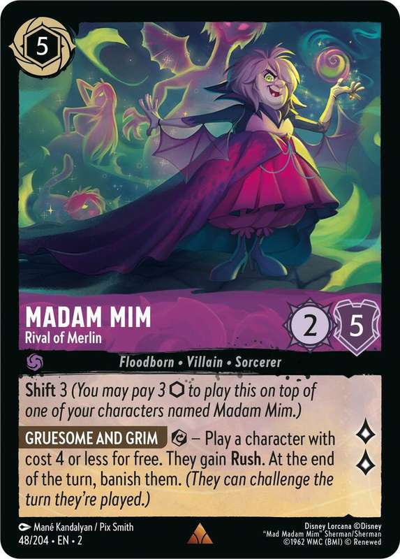 Disney Lorcana Trading Card Game - Madam Mim - Rival of Merlin - Rise of the Floodborn (2) rare