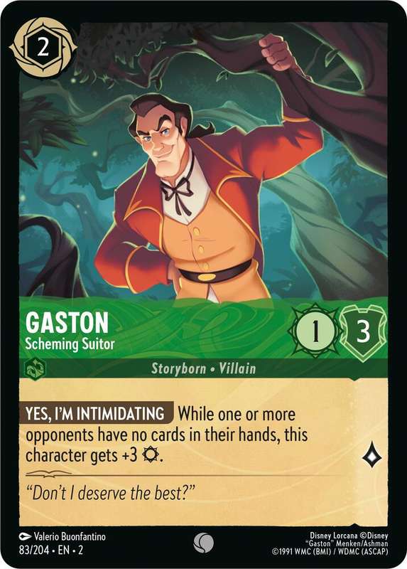 Disney Lorcana Trading Card Game - Gaston - Scheming Suitor - Rise of the Floodborn (2)