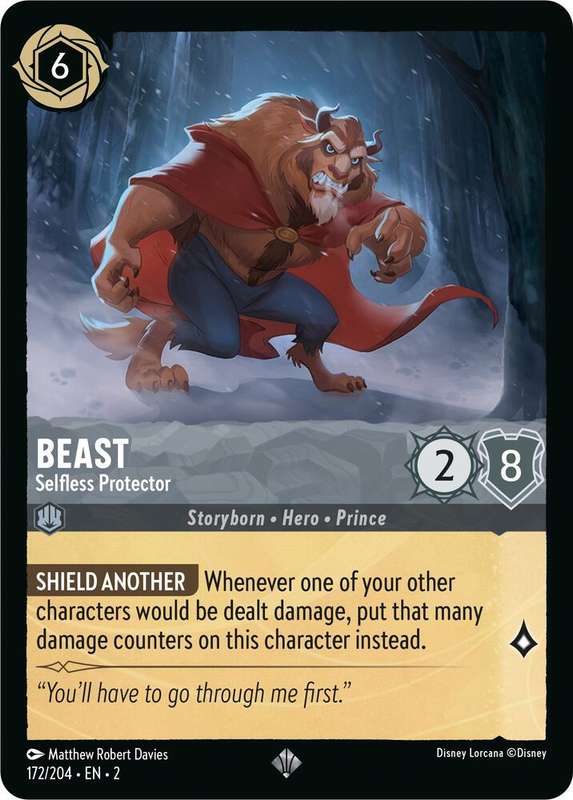 Disney Lorcana Trading Card Game - Super Rare - Beast - Selfless Protector - Rise of the Floodborn (