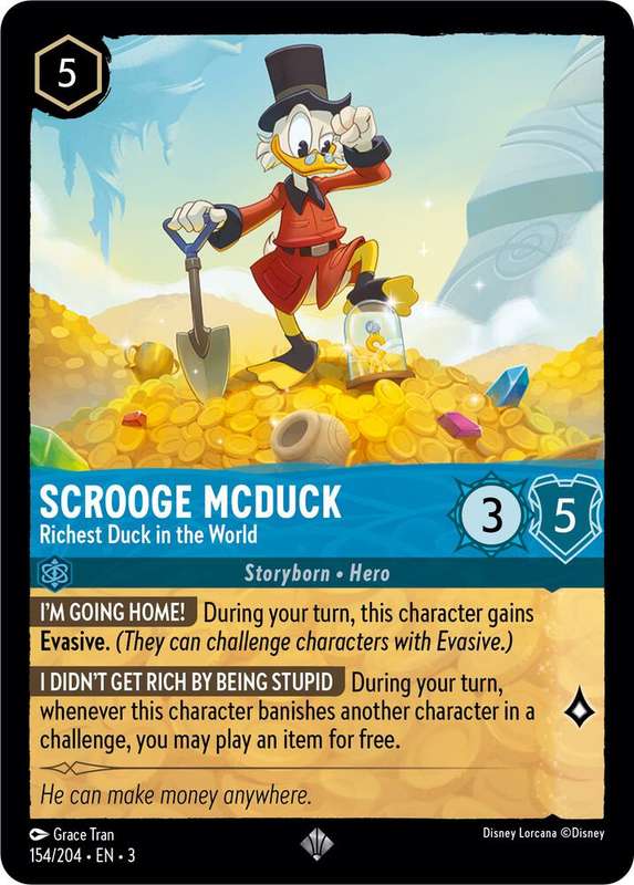 Disney Lorcana Trading Card Game - Super Rare - Scrooge McDuck - Richest Duck in the World - Into th