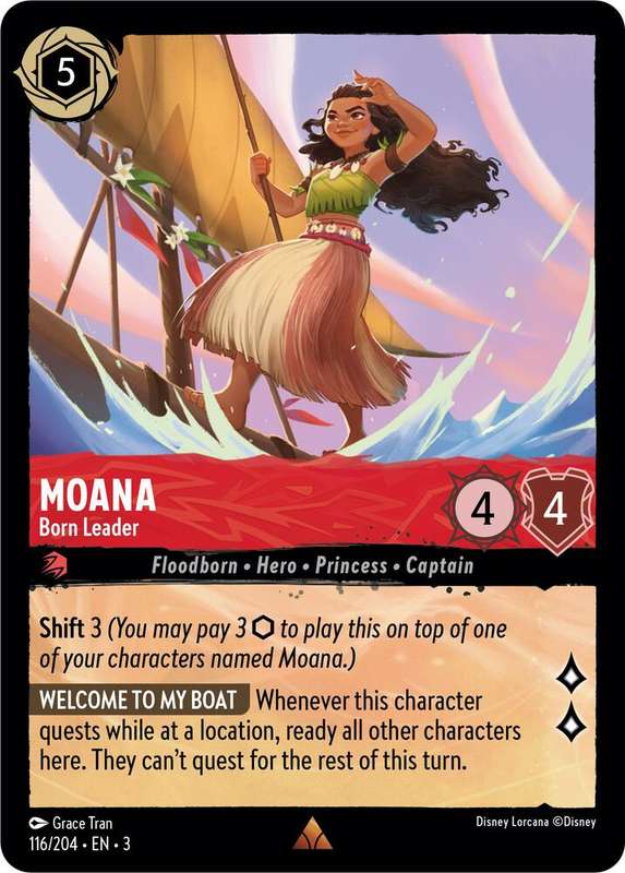 Disney Lorcana Trading Card Game - Rare - Moana - Born Leader - Into the Inklands (3)