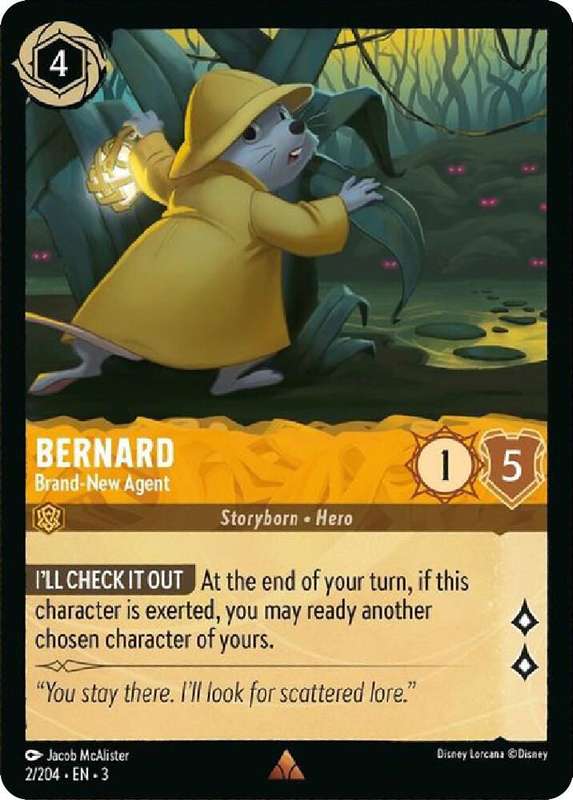 Disney Lorcana Trading Card Game - Rare - Bernard - Brand-New Agent - Into the Inklands (3)