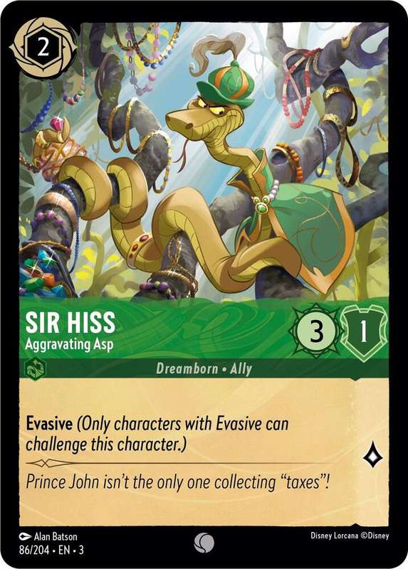 Disney Lorcana Trading Card Game - Sir Hiss - Aggravating Asp - Into the Inklands (3)