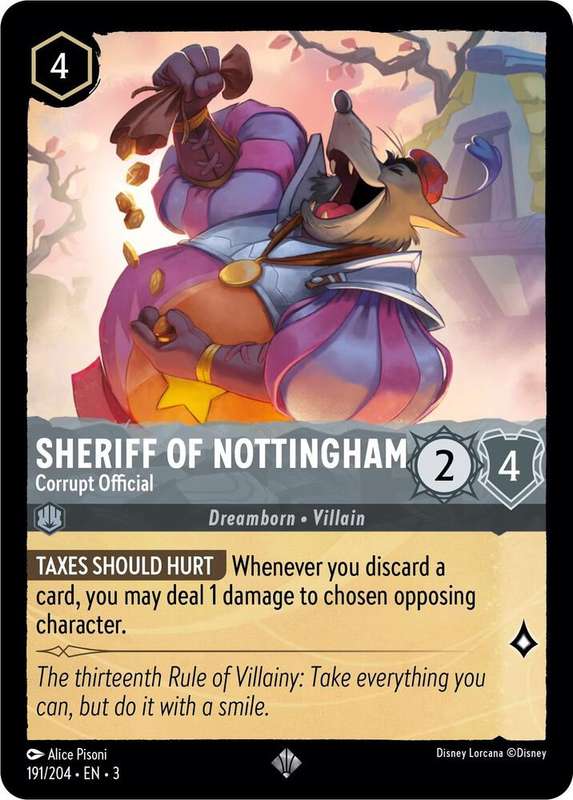 Disney Lorcana Trading Card Game - Super Rare - Sheriff of Nottingham - Corrupt Official - Into the
