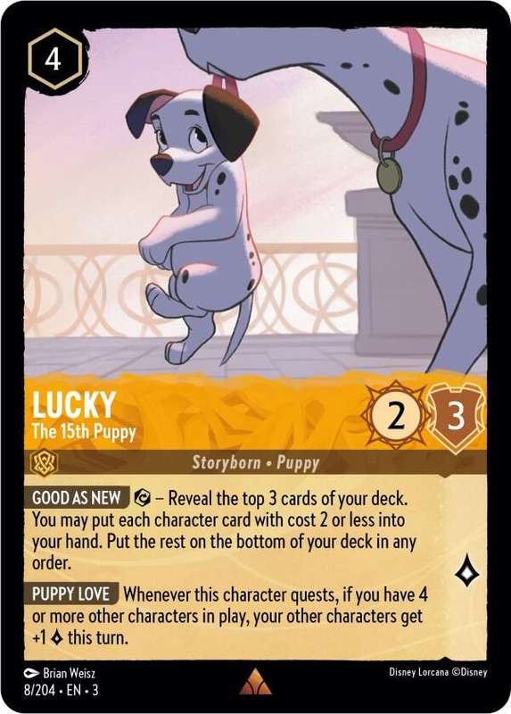 Disney Lorcana Trading Card Game - Rare - Lucky - The 15th Puppy - Into the Inklands (3)