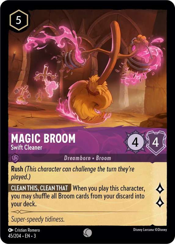 Disney Lorcana Trading Card Game - Magic Broom - Swift Cleaner - Into the Inklands (3)