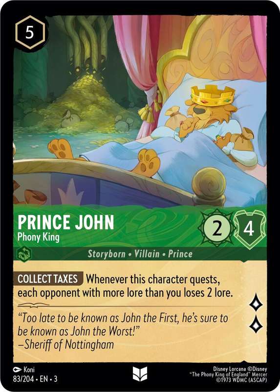 Disney Lorcana Trading Card Game - Prince John - Phony King - Into the Inklands (3)