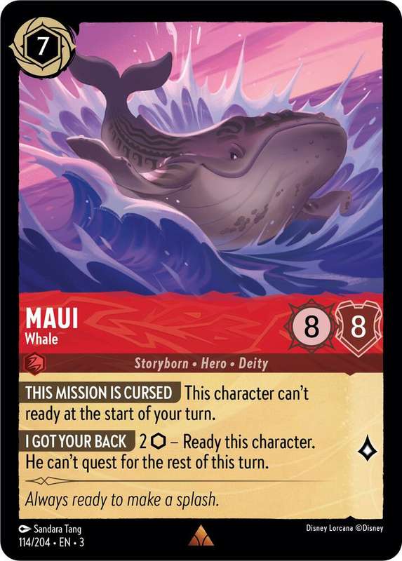 Disney Lorcana Trading Card Game - Rare - Maui - Whale - Into the Inklands (3)