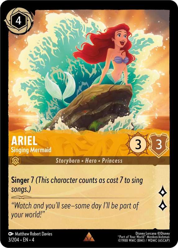 Disney Lorcana Trading Card Game - Rare - Ariel - Singing Mermaid - Ursula's Return (4)