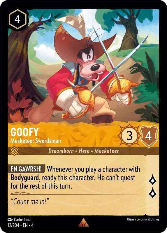 Disney Lorcana Trading Card Game - Rare - Goofy - Musketeer Swordsman - Ursula's Return (4)