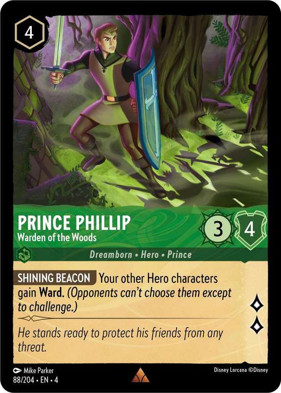 Disney Lorcana Trading Card Game - Rare - Prince Phillip - Warden of the Woods - Ursula's Return
