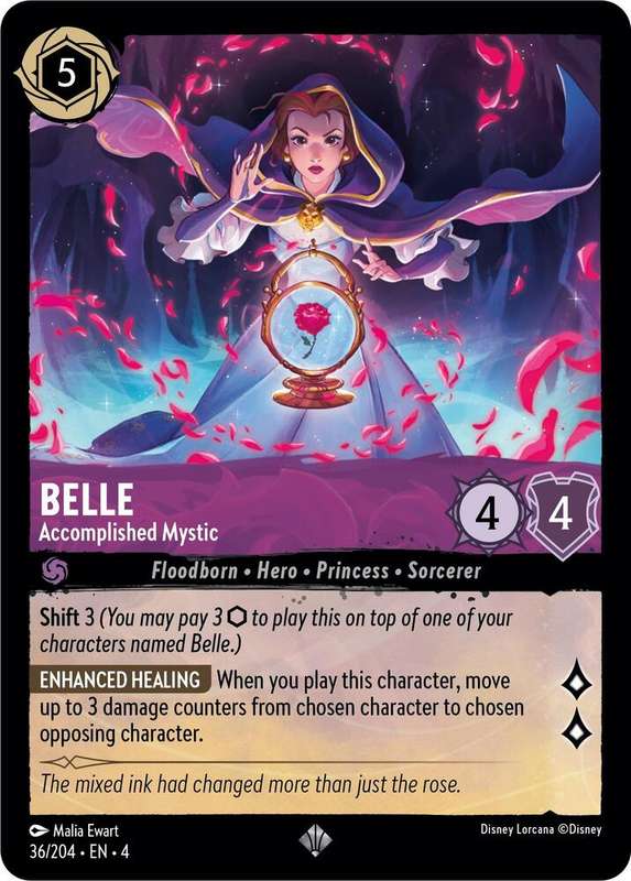 Disney Lorcana Trading Card Game - Belle - Accomplished Mystic - Ursula's Return (4) super rare