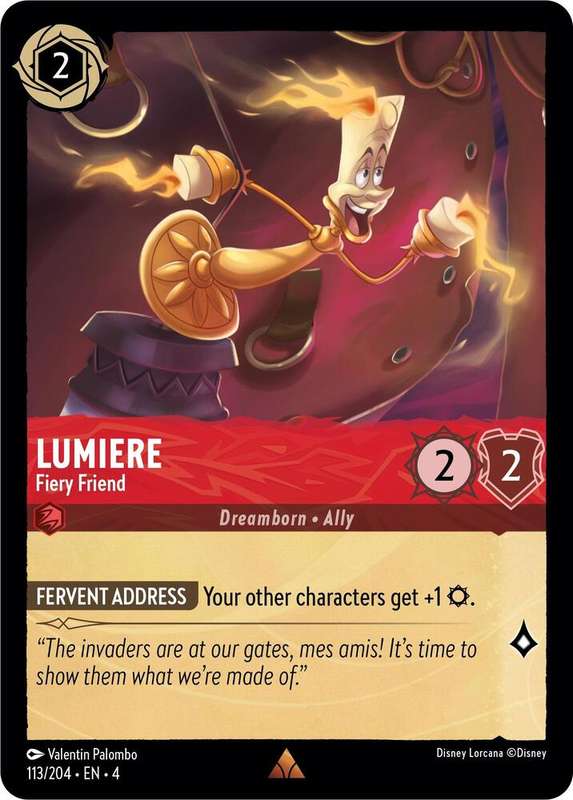 Disney Lorcana Trading Card Game - Rare - Lumiere - Fiery Friend - Ursula's Return (4)