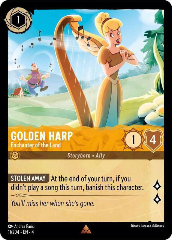 Disney Lorcana Trading Card Game - Rare - Golden Harp - Enchanter of the Land - Ursula's Return (4)