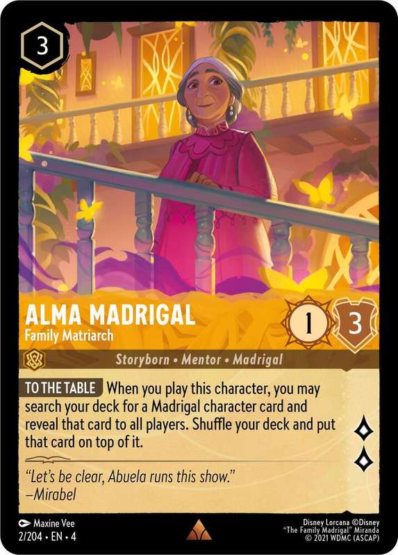 Disney Lorcana Trading Card Game - Rare - Alma Madrigal - Family Matriarch - Ursula's Return (4)