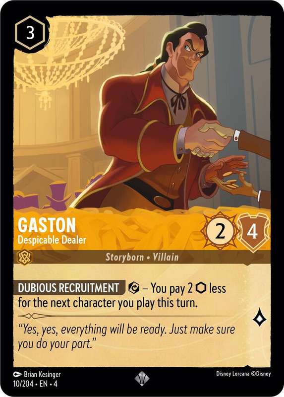 Disney Lorcana Trading Card Game - Super Rare - Gaston - Despicable Dealer - Ursula's Return (4)