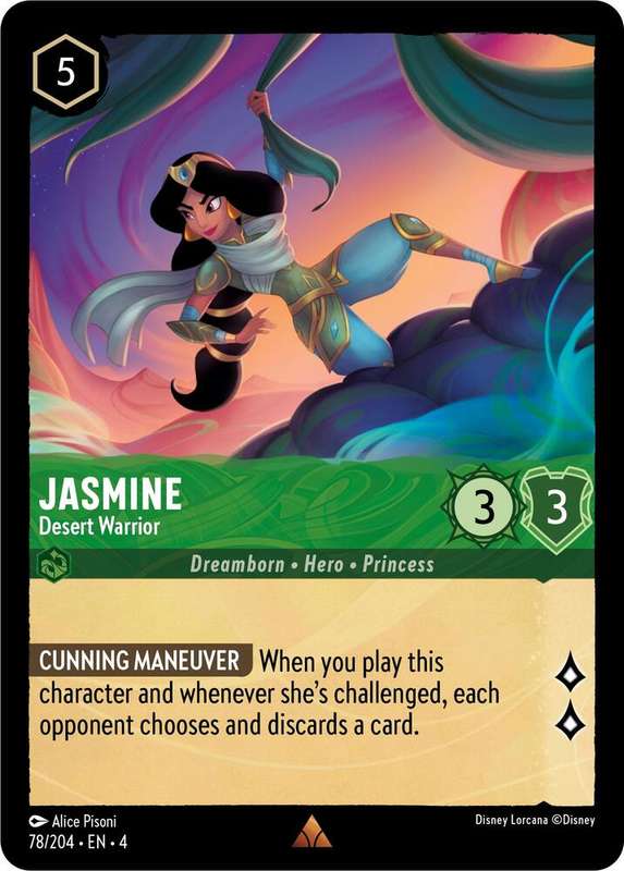 Disney Lorcana Trading Card Game - Rare - Jasmine - Desert Warrior - Ursula's Return