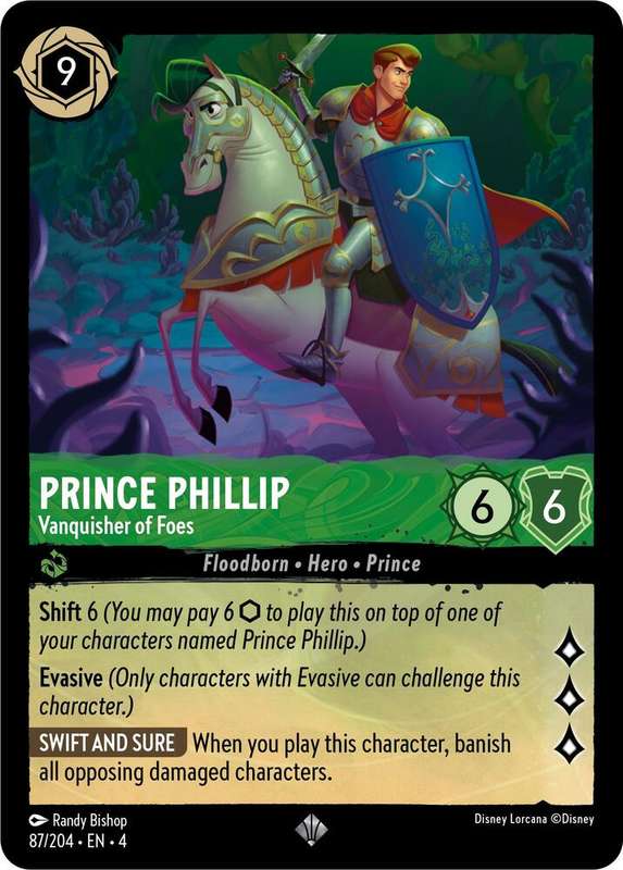 Disney Lorcana Trading Card Game - Super Rare - Prince Phillip - Vanquisher of Foes - Ursula's Retur